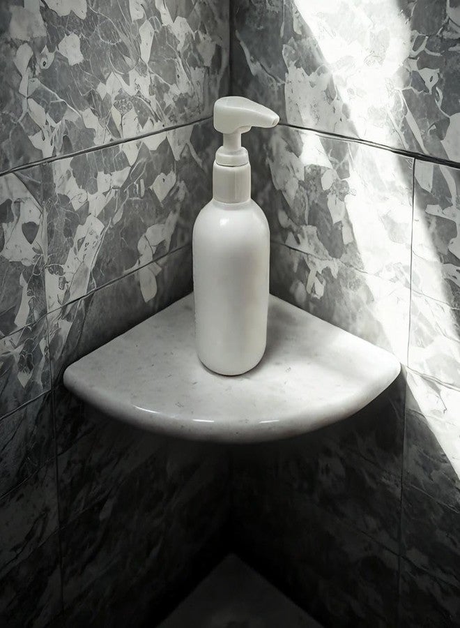 Jusmioke White Marble Corner Shower Shelf, 9 Inch Stone Corner Shelves for Bathroom Wall Mounted Both Sides Polished (1) - Image 5